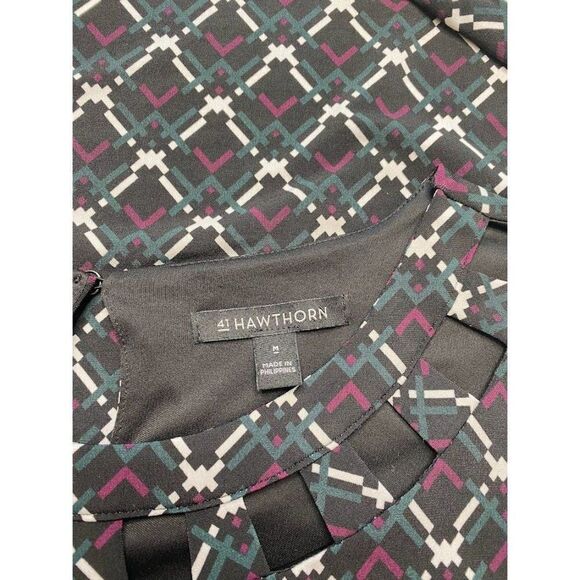 41 Hawthorn Black Ladder Neckline‎ Stretch Knit Dress Sz Medium - Picture 5 of 8